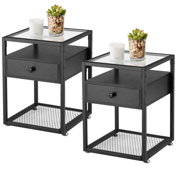 17 Stories Carlan 1 Drawer Iron Nightstand Wayfair